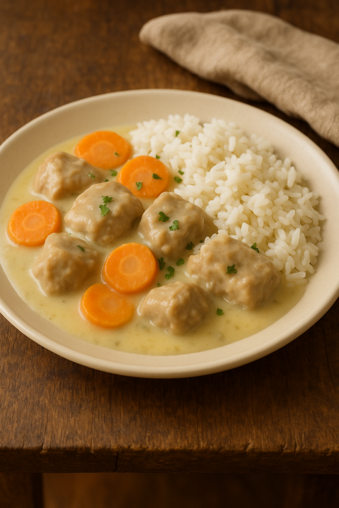 La blanquette de veau avec du riz